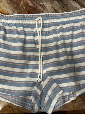 Parke Women's Blue Striped Drawstring Shorts 2X